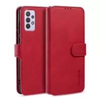 DG.MING Retro Style Leather Wallet Stand Cover for Samsung Galaxy A32 5G/M32 5G Case - Red