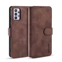 DG.MING Retro Style Leather Wallet Stand Cover for Samsung Galaxy A32 5G/M32 5G Case - Coffee