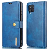DG.MING Cover for Samsung Galaxy A12 Detachable 2-in-1 Anti-scratch Split Leather Wallet Shell + PC Back Case - Blue