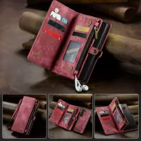 CASEME Multi-function 2-in-1 Wallet TPU+Split Leather Phone Shell for Samsung Galaxy S21 5G - Red