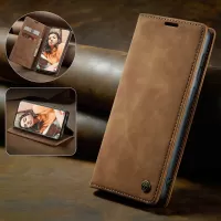 CASEME 013 Series Simple Wallet Design Automatic Suction Leather Case for Samsung Galaxy S21 FE - Brown