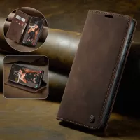 CASEME 013 Series Simple Wallet Design Automatic Suction Leather Case for Samsung Galaxy S21 FE - Coffee