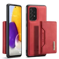 DG.MING M2 Series Kickstand Design Leather Coated PC + TPU Phone Hybrid Case Shell with Detachable Magnetic Wallet for Samsung Galaxy A72 5G/4G - Red