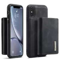 DG.MING M1 Series Magnetic Shockproof Wallet Design Leather Coated Hybrid Case Detachable Cover Shell with Kickstand for iPhone XS Max 6.5 inch - Black