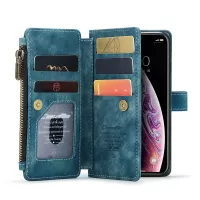 CASEME C30 Series Multiple Card Slots PU Leather Stand Wallet Case Snug Fit Phone Shell for iPhone X/XS - Green