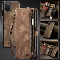 CASEME 008 Series Stylish Detachable 2-in-1 Multi-Function TPU + Split Leather Phone Wallet Stand Shell for Samsung Galaxy A12 - Brown
