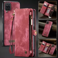 CASEME 008 Series Stylish Detachable 2-in-1 Multi-Function TPU + Split Leather Phone Wallet Stand Shell for Samsung Galaxy A12 - Red