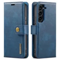 DG.MING Split Leather Wallet Full Protection Cover Shell Detachable 2-in-1 TPU Inner Phone Case for Samsung Galaxy S22+ 5G - Blue
