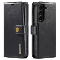 DG.MING Split Leather Wallet Full Protection Cover Shell Detachable 2-in-1 TPU Inner Phone Case for Samsung Galaxy S22+ 5G - Black