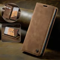 CASEME 013 Series Wallet PU Leather and TPU Mobile Phone Shell Bag Anti-dust Card Holder Phone Case for Samsung Galaxy S22 5G - Brown