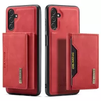 DG.MING M2 Series Scratch-resistant Well-protected Phone Cover Magnetic 2-in-1 Wallet Phone Case Support Wireless Charging for Samsung Galaxy A13 5G - Red