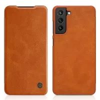 NILLKIN Qin Series Card Holder PU Leather Flip Phone Case for Samsung Galaxy S21 FE 5G - Brown