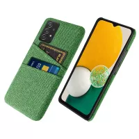 For Samsung Galaxy A72 4G/5G Cloth Texture Phone Cover Dual Card Slots Cover Shockproof Premium Cloth + PC Shell - Green