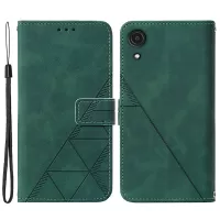 For Samsung Galaxy A03 Core YB Imprinting Pattern Series-1 Shockproof PU Leather Wallet Imprinting Lines Phone Case Stand Cover - Blackish Green