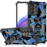 Slim Phone Case for Samsung Galaxy A53 5G Military Grade Armor Hybrid PC+TPU Shockproof Camouflage Cover with Kickstand - Dark Blue