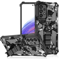 Slim Phone Case for Samsung Galaxy A53 5G Military Grade Armor Hybrid PC+TPU Shockproof Camouflage Cover with Kickstand - Black