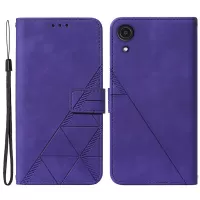 For Samsung Galaxy A03 Core YB Imprinting Pattern Series-1 Shockproof PU Leather Wallet Imprinting Lines Phone Case Stand Cover - Purple