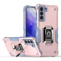 For Samsung Galaxy S21+ 5G Dual-layer Protection Hard PC Soft TPU Hybrid Cell Phone Cover Case with Rotating Ring Kickstand - Rose Gold