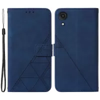 For Samsung Galaxy A03 Core YB Imprinting Pattern Series-1 Shockproof PU Leather Wallet Imprinting Lines Phone Case Stand Cover - Sapphire