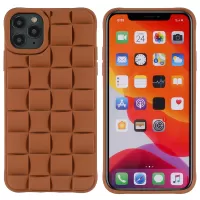 For iPhone 11 Pro Max 6.5 inch Silicone Phone Case Rubberized Shockproof 3D Grid Textured Phone Cover - Brown