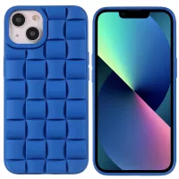 For iPhone 13 6.1 inch Mobile Phone Bag Case Flexible Silicone Rubberized Lightweight 3D Grid Textured Phone Cover - Blue
