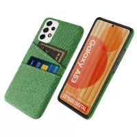 For Samsung Galaxy A53 5G Anti-drop Smartphone Case Bag Cloth Texture Multifunction Dual Card Slots Cloth + PC Phone Back Cover - Green