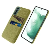 Phone Case for Samsung Galaxy S22+ 5G, Cloth Texture Multifunction Dual Card Slots Fashionable Cloth + PC Phone Back Cover - Yellow