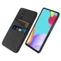 For Samsung Galaxy A52 5G/A52 4G/A52s 5G Mobile Phone Cover Dual Card Slots Cell Phone Case Cloth + PC Phone Back Shell - Black