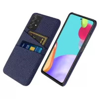 For Samsung Galaxy A52 5G/A52 4G/A52s 5G Mobile Phone Cover Dual Card Slots Cell Phone Case Cloth + PC Phone Back Shell - Blue