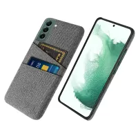 Phone Case for Samsung Galaxy S22+ 5G, Cloth Texture Multifunction Dual Card Slots Fashionable Cloth + PC Phone Back Cover - Grey
