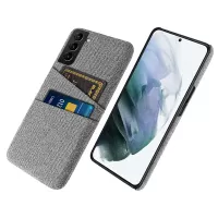 For Samsung Galaxy S22 5G Smartphone Case Cloth Texture Multifunction Dual Card Slots Cloth + PC Phone Back Cover - Light Grey