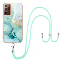 YB IMD Series-9 for Samsung Galaxy Note20 Ultra/Note20 Ultra 5G Adjustable Lanyard Phone Case Electroplating IMD Marble Pattern TPU Shell - Green 003