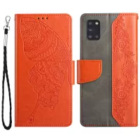 Scratch Resistant Wallet Phone Case for Samsung Galaxy Galaxy A31 Shockproof Folio Flip Cover Butterfly Flower Imprinted Phone Case with Stand - Orange