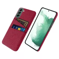 Phone Case for Samsung Galaxy S22+ 5G, Cloth Texture Multifunction Dual Card Slots Fashionable Cloth + PC Phone Back Cover - Red
