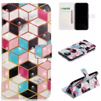 Light Spot Decor Patterned Embossed Stand Leather Wallet Case for iPhone XR 6.1 inch - Geometric Pattern