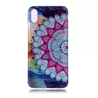 For iPhone XR 6.1 inch Luminous Patterned IMD Flexible TPU Phone Cover Case - Colorized Mandala Flower
