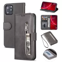 Zipper Pocket Leather Wallet Case for iPhone 11 6.1 inch (2019) - Grey