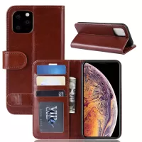 Crazy Horse PU Leather Stand Wallet Flip Phone Case for iPhone 11 Pro Max 6.5 inch (2019) - Brown