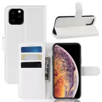 Litchi Skin Wallet Leather Stand Case for iPhone 11 Pro Max 6.5 inch (2019) - White