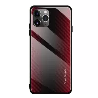 Texture Gradient PC Tempered Glass Back + Soft TPU Edge Phone Case for  iPhone 11 Pro 5.8 inch (2019) - Red