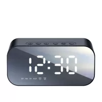 Portable Wireless BT Speaker Mirror Table Decoration Electronic Clock LED Display Temperature FM Radio Subwoofer Music Player Alarm Clock