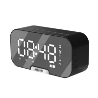 Digital Mirror Surface Alarm Clock with BT Speaker & FM Radio & Temperature Display Dual Alarms