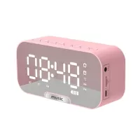 Digital Mirror Surface Alarm Clock with BT Speaker & FM Radio & Temperature Display Dual Alarms