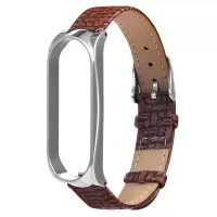 Metal Case Weave Texture Leather Watch Band Watch Strap Replacement for Xiaomi Miband 4 Non-original