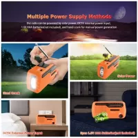 Emergency Radio Hand Crank Solar Radio 1200mAh Rechargeable Portable Power Bank LED Flashlight AM / FM / SW1 / SW2 World Band Receiver