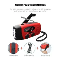 Emergency Radio Hand Crank Solar Weather Radio 1200mAh AM / FM / NOAA Emergency Weather Radio Portable Power Bank with Solar Charging & Hand Crank & Battery Operated LED Flashlight Cell Charger Reading Lamp for Camping Hiking Outdoor Activity