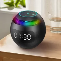 Model ball clock wireless bluetooth speaker portable voice collection card small steel cannon bluetooth speaker Black flagship