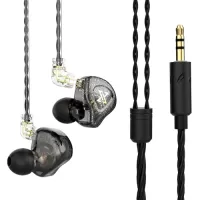 QKZ AK6 Max 3.5mm Wired Headphones Dynamic Music Earphone Detachable Headphone Cable Ear Hook Sports Headset In-ear Gamer Earbuds