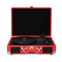 Turntable With Speakers Vintage BT Phonograph Record Player Stereo Sound Red US-type
