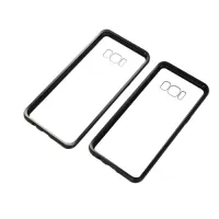 Metal-rimmed Mobile Phone Case Hardened Glass Magnetic Adsorption Protection Smartphone Cover Bumper Luxury Aluminum Frame Cases for Samsung S8/S8+